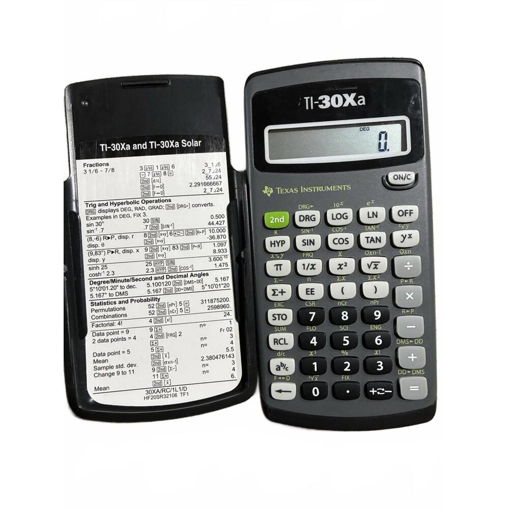 Texas Instruments TI-30Xa Solar Scientific Calculator with Case Black Gray
